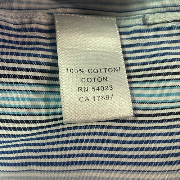 Banana Republic Men’s BU LS Stripe Blue White Dress Shirt Size Small 14-14 1/2 - Picture 4 of 4